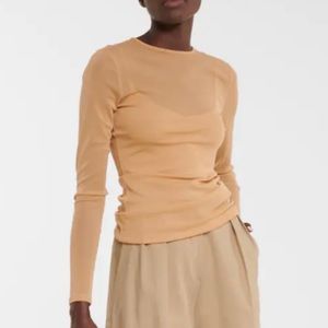 VINCE NWT nude sheer layered mesh top w/ camisole - Women’s size XL